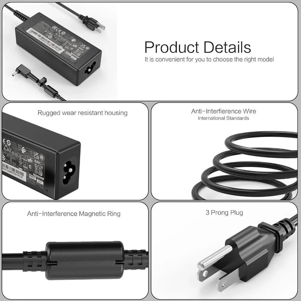 65W/45W AC Charger for Acer Aspire 5 A515-45 A515-56 A515-55 A514-54 Adapter